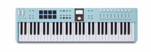 Arturia KeyLab Essential mk3 61-key Keyboard Controller - Aquamarine | Scale Chord and Arpeggiator modes, deep DAW integration, 2000 Analog Lab V presets, RGB-backlit velocity and pressure pads