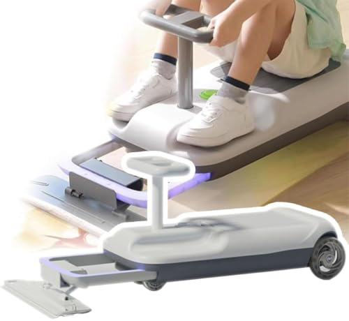 Ride-On Mop Floor Cleaner Go Kart for Kids, 5-Speed Retractable Cleaning Kart with Glowing Wheels and Storage (DualDrive)