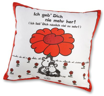 Sheepworld Kissen Motiv Ich geb dich nie mehr her| Zierkissen, Baumwolle, 40 cm x 40 cm | Kissen mit Spruch | 40854