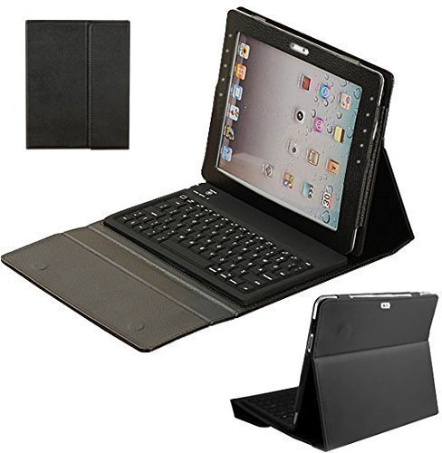 L&C® New Bluetooth Keyboard For Samsung Galaxy Tab2/3 7.0/10.1 Tablet Flip Case Stand (10.1 inch for Samsung Tab 1/2, Black)