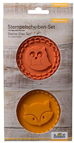 Stempel-Set - Eule & Fuchs, 2-tlg. Stempelscheiben zu den Plätzchen-Stempeln: 2 Stempelscheiben (7cm) aus Silikon