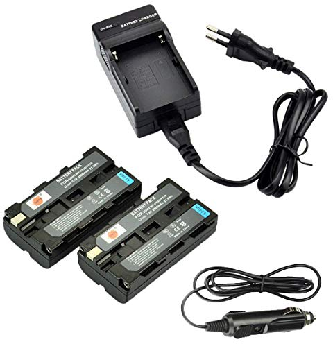DSTE 2pcs NP-F550 NP-F330 NP-F570 Rechange Batterie et DC01E Voyage Chargeur Compatible pour Sony RV100 CCD-TR67 CCD-SC5 CCD-SC5/E CCD SC55E CCD-TR818/CCD-TR87 CCD-SC55 CCD-TR67 CCD-TR67 CCD-TR67
