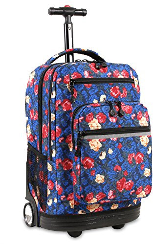 J World Sundance Laptop Rolling Backpack for Girls Boys. Roller Bookbag with Wheels, 20 Inch, Vintage Rose