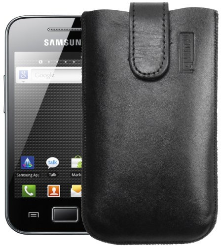 mumbi Echt Ledertasche kompatibel mit Samsung Galaxy Y Duos Hülle Leder Tasche Case Wallet, schwarz