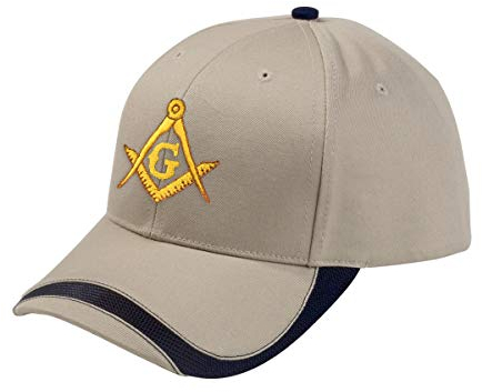 Gold Square & Kompass bestickt Freimaurer Sport Wave Verstellbare Mütze Gr. Einheitsgröße, beige