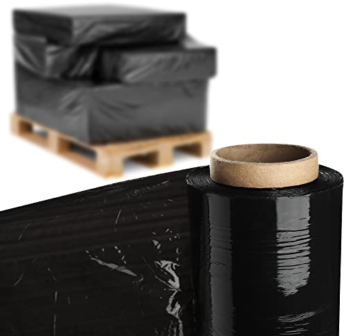 KADAX schwarze Stretchfolie, 300x50cm Plastikfolie, 3kg Umzugsfolie, Palettenfolie für Möbel, Lager, Transport, widerstandsfähige Wickelfolie, Verpackungsfolie