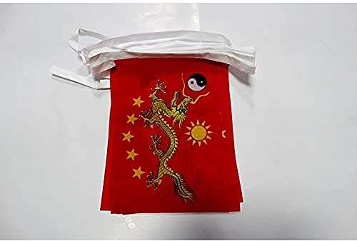 AZ FLAG - Guirlande Drapeau Chine impériale nouveau - 6 Mètres Avec 20 Fanions Chinois Avec Dragon De 21x14 cm - Petits Drapeaux 100% Polyester - 60g