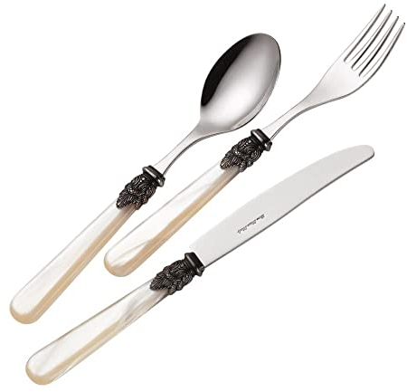 Servizio Set di Posate 24 pezzi in Acciaio Inox Eme Napoleon Perlato Bordeaux 8