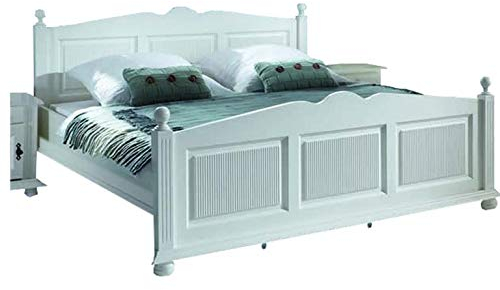 Froschkönig24 Bolton 2 Bett Ehebett Doppelbett 180 x 200 cm Fichte Altweiß