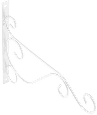 Montado En La Pared Jardineras Colgantes Soporte Metal Hierro Titular De La Planta Campanas del Viento Linternas Comedero para Pájaros Gancho para Maceta (11.8x8.3 Pulgadas)(Blanco)