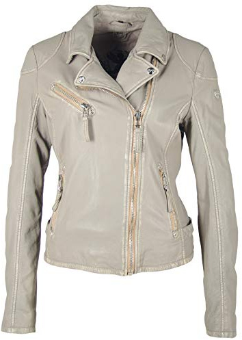 Gipsy Damen Lederjacke PGG LABAGV Reverskragen (M, Light Grey)