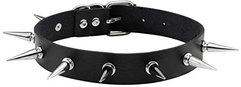 JJDreams Damen Herren Kühl Punk Halsband Gotisch Spitze Herzform Biker Halsbänder PU Leder Halsband Nieten Rock Halskette (Schwarz)