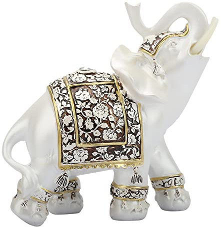 Exquisito Estatua de Elefante Resina Modelo de Elefante Riqueza Afortunada Estatuilla Pintada A Mano Artesanal Decorativa para el Hogar Sala de Estar Vinoteca Decoraciones