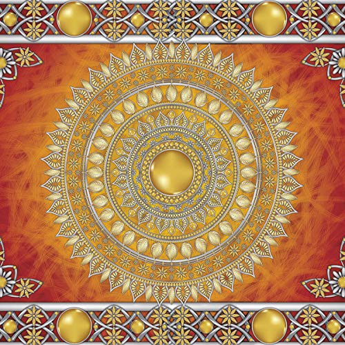 Forwall Fototapete Vlies Tapete Wanddeko Mandala Orient - Rot Gold Moderne Wanddekoration Wandtapete Vliestapete 10372VEXXL 312cm x 219cm Schlafzimmer Wohnzimmer