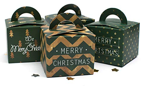 UPKOCH 12 stücke Weihnachten pralinenschachteln geschenkboxen grün mit Griff für Festival Party Favor Schokolade verpackung (zufälliges Muster)