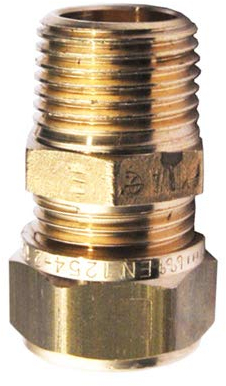 Messing Klemmverschraubung Übergang 18 mm x 3/4 Zoll AG für Kupferrohre