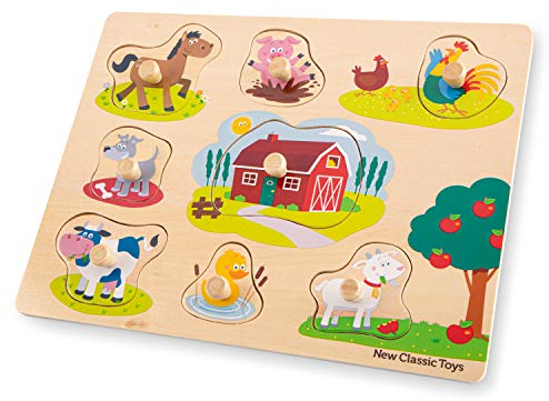 New Classic Toys 10430 Peg Puzzle-Farm-8 Pieces