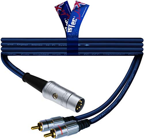 1STec 1.5m 5 Pin DIN Stereo Audio Cable with 2 RCA Phono Plugs. This Cable is suitable for connecting various audio sources to B&O Naim Quad or similar Amplifiers (RCA-DIN, 1.5 Metre)