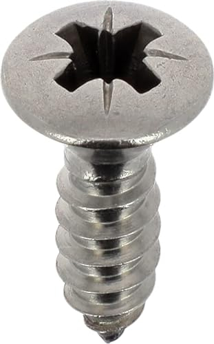 Vis à Tôle Tête Inox A4 Fraisée Bombée Pozidrive, 4.8mm x 16mm, DIN 7983, Lot de 15