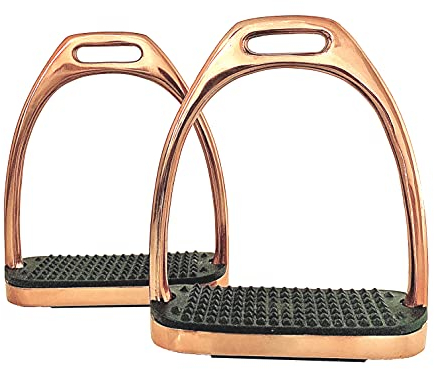 Extreme Steigbügel aus Edelstahl mit schwarzen Trittflächen, 12,1 cm, glänzend roségoldfarben