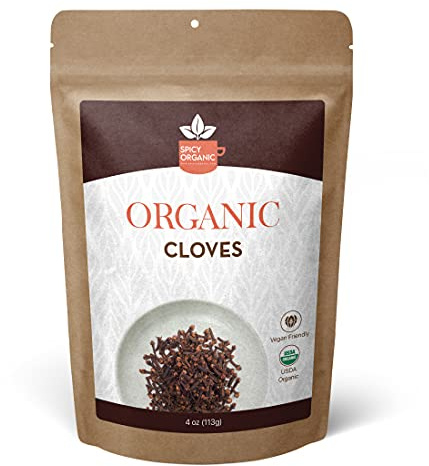 Spicy Organic Ceylon Cloves Whole 4 oz – Fresh Whole Cloves Bulk, USDA Organic & Kosher, Non-GMO, Keto Friendly, Non-Irradiated Fresh Spice for Tea, Baking & Cooking, Craft Paper Bag