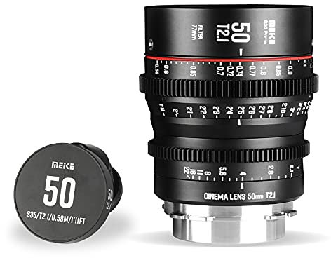 MEKE Obiettivo cinematografico T2.1 Super 35 Prime con messa a fuoco manuale da 50 mm per fotocamera Cine con montaggio PL, compatibile con Canon C700 PL, ARRI Amira, Alexa Mini, ecc.