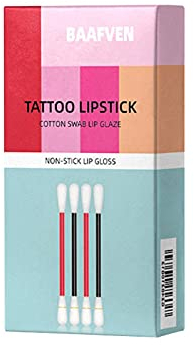 1 Schachtel Lipstick Wattestäbchen mit 20 Stück Einweg Langlebiger Lipgloss Wattestäbchen Matt Tattoo Lippenstifte Tabak Box Set,Wattestäbchen Antihaft-Lippenstift für Frauen und Mädchen (C)