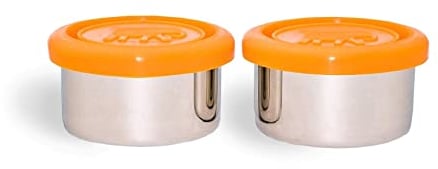 Elephant Box Seal & Go 50ml Dressing Pots (Set of 2) | Stainless Steel Leakproof Food Containers With Silicone Lids, Eco Friendly & Plastic Free Sauce, Dip Containers