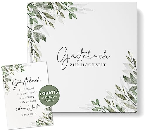 luftundliebe Gästebuch Hochzeit, Hochzeitsbuch, Blanko, Vintage Hochzeitsgästebuch, Wedding Guest Book, Fotobuch Hochzeit - Eukalyptus