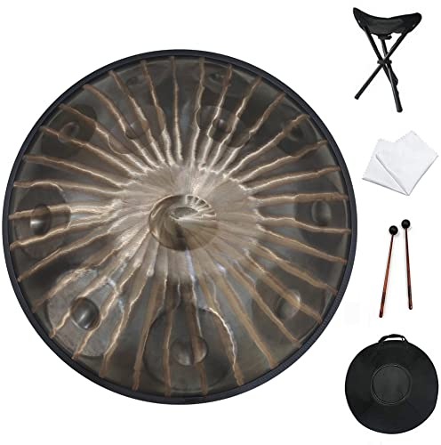 Gevo Apan 2022 New Handpan Drum Instrument in d-Moll 12 Noten 22 Zoll Stahl Hand Drum Handtrommel Handgemachtes Heilendes Musikinstrument-Sonnensystem-12 Ton-432hz