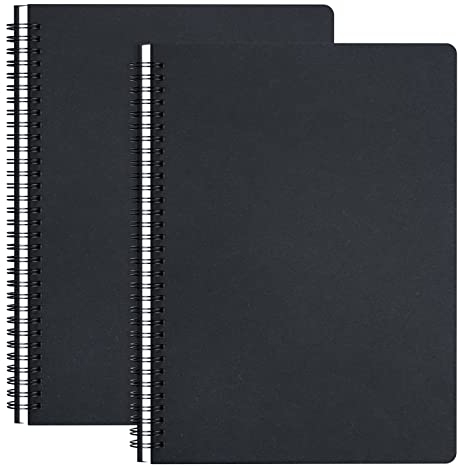Yarotm Notizbuch A4 Liniert - 2 Pcs 21x29.7cm Notizbücher Spirale - Spiralblock Notizheft A4-100GSM Papier Liniert Tagebuch - 60 Blatt Schwarz Notizblock A4 Spiralbindung Notebook