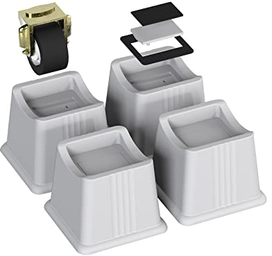 ZTON Bettmöbelerhöhung, Höhe 7,6 cm, robuste Erhöhung für Pfosten und Räder von Sofa und Bett, Unterstützung bis zu 907 kg. (Set mit 4 Erhöhungen, grau)