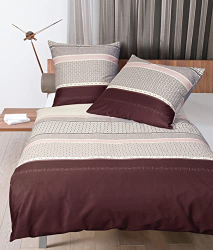Janine Mako-Satin-Bettwäsche J. D. 155x220 + 80x80 cm rosé-Rosenholz