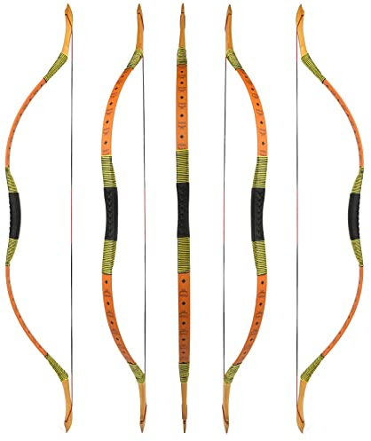 wolfman Traditionelles Bogen Recurvebogen Langbogen Sportbogen Bogenschießen Jagdbogen handgefertigter Holzbogen asiatischer mongolischer Bogen für Erwachsene Teenager Linke rechte Hand(B, 20Lbs)