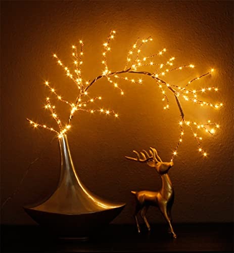 LED Leuchtzweig 120 cm 160 LED warmweiß Lichterzweig Innen und Außen Baum Weihnachtsbeleuchtung Dekozweig
