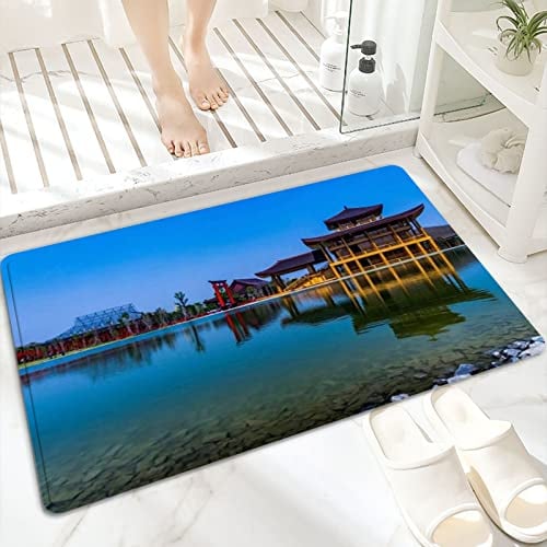 Badematte, rutschfest Waschbar Badezimmerteppich 60x100 cm,Hinoki Mai Landschaft Top Castle Thailand Schö,Badvorleger mit Wasserabsorbierenden, Weichen Mikrofasern für Badewanne, Dusche und Badezimmer