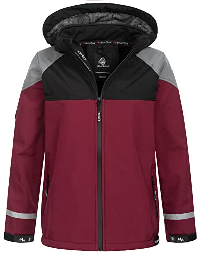 Rock Creek Kinder Softshell Jacke Outdoor Jacke Windbreaker Übergangsjacke Anorak Kapuze Regenjacke Winterjacke Jungen Jacke Jacket KJ-101 Weinrot 134