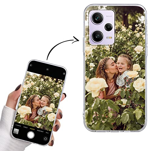 Yoedge Personalisierte Handyhülle für Xiaomi Redmi Note 12 Pro 5G Hülle Selbst Gestalten mit Eigenem Foto Bild Text Personalisiert Case Schutzhülle Transparent Cover für Redmi Note 12 Pro 5G 6,67