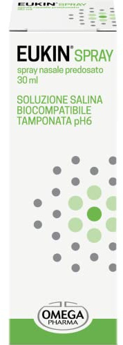 EUKIN® SPRAY Nasale, Decongestionante per Naso Chiuso | Omega Pharma | pulizia nasale e mucociliare, soluzione salina ipertonica, senza conservanti