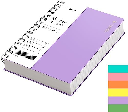 EMSHOI Taccuino A5 a righe, 300 pagine/150 fogli, quaderno a spirale con rilegatura a spirale, carta spessa 100 g/m², copertina rigida impermeabile, diario per scrittura per donne e uomini, lavoro,