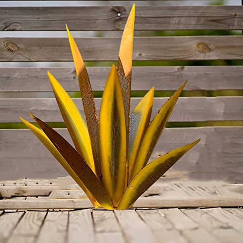 Samnuerly 25.6‘' Metal Art Tequila Rustic Sculpture Gartenkunst Metall Skulptur Metall Agave Pflanze Figuren Dekor Garten Yard Agave Orament (Gold)