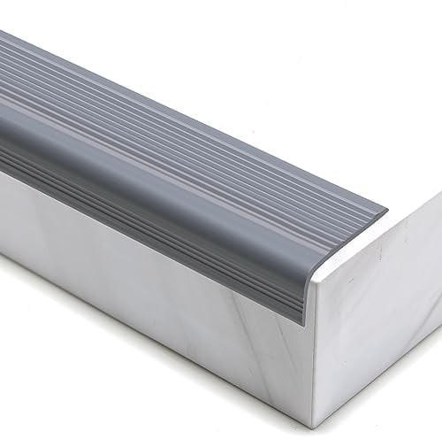 Trimold Vinilo Antideslizante para Nariz de Escalera, Peldaño de Escalera Antideslizante Adhesivo, Protector de Borde de Moldura Flexible de Goma para Uso en Interiores y Exteriores (5m, Gris)
