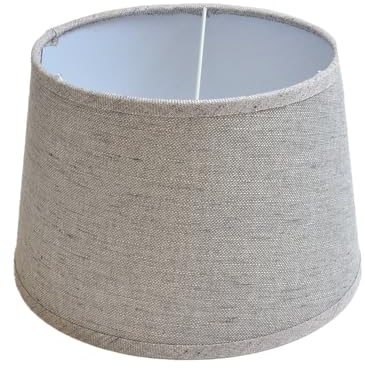 Lampenschirm rund aus Stoff H 16 x Ø 25 cm für Tisch - Stehlampen (hellgrau)