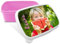 Porte-goûter pour enfants. Cadeaux personnalisés. Boîte à goûter avec photo. Passe au micro-ondes et ne contient pas de BPA, de filates et de métaux lourds. COULEUR ROSE