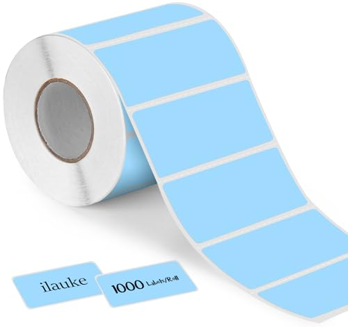 ilauke 1000 Stück Etiketten Selbstklebend, 89 mm x 36 mm 1 Rollen Haushaltsetiketten blanko auf Rolle Thermotransfer-Etiketten Klebeetiketten Klein für Gefrierdosen Drucker Name Adressetiketten, Blau