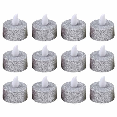 Ranuw 12pcs LED Tea Lights Battery Operated Tealight Glitter Flameless Candle Wedding Lights For Christmas Birthday Party Home Led Candle Lights Outdoor