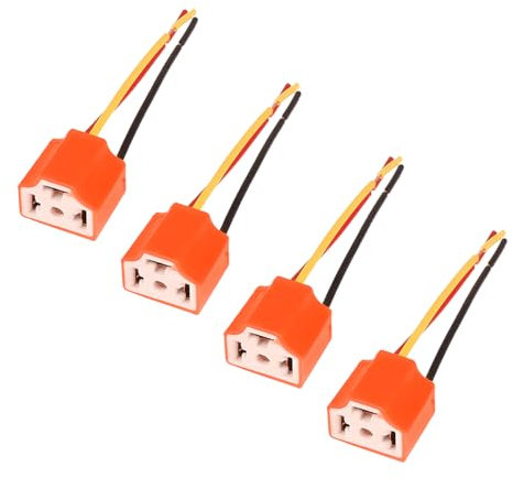 CGEAMDY 4 Piezas Enchufes Cerámica H4, 3 Pin Enchufe Del Arnes De Faro, Enchufe De Arnés De Faro H4, Adaptador H4 a 3 Pines Conector Faro, Para Coche Camión Barco Faros Delanteros O Luces Antiniebla