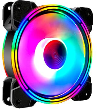 IOIUSKKU DC 12V 12cm RGB Gaming Computer Case Fan Reducción de Ruido Ventiladores de refrigeración de 4 Pines 1200RPM Enfriador de Velocidad rápida Accesorio de PC de Escritorio