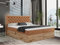 MKS MEBLE Boxspringbett 120x200 mit Bettkasten Eiche, Polsterbett 120x200 mit Matratze H4, Bett 120x200 mit Kopfteil, Bett mit Holzrahmen in Wotan Eiche - 120x200 - Orange Struktur - Albero-3
