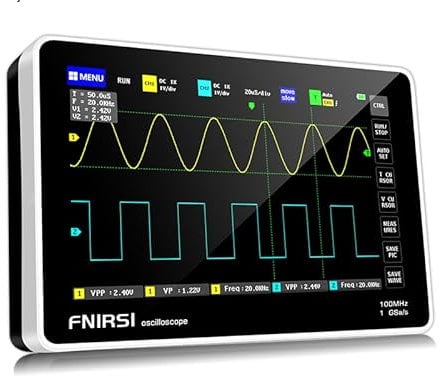 FNIRSI mini Oscilloscope Fnirsi-1013D Digital Tablet Oscilloscope Dual Channel 100M Bandwidth 1GS Sampling Rate Mini Tablet Digital Oscilloscope(-1013D)